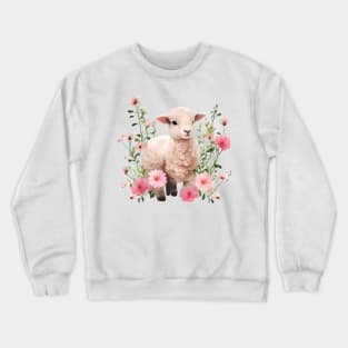 Baby lamb with flowers Crewneck Sweatshirt